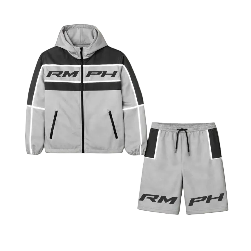 Grey/Black Tron Zip-Thru Set